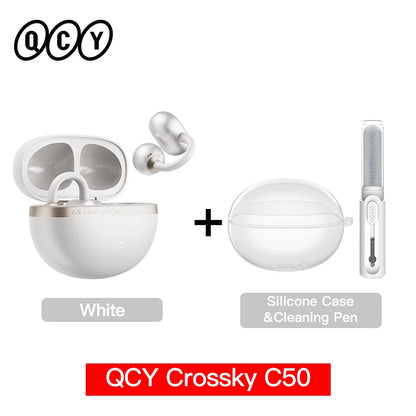 QCY CT06 Open Ear Wireless Earbuds with 4-Mic Calls and Bass Boost - Bluetooth 6.0 Clip-On Sports Headphones with 35 Hours Playtime - ShopHub