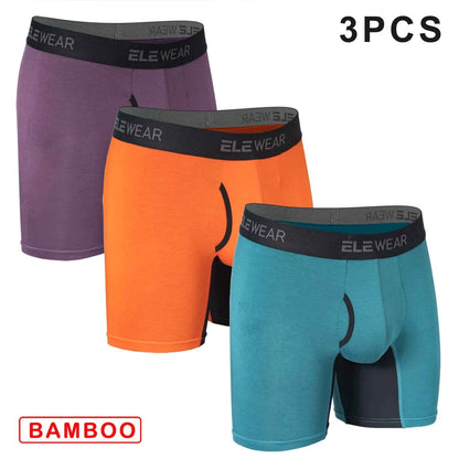 3 Pcs Bamboo Mens Underwear with Opening Breathable Boxershorts