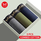 MiiOW 3Pcs Men's Antibacterial Boxer Underwear - Cotton Breathable Mesh Crotch Plus Size Boxershorts - ShopHub