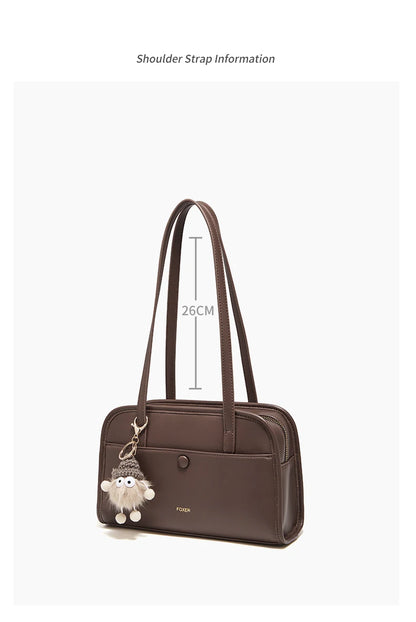 FOXER Female Shoulder Bag PU Leather Cross Body Bag 2026 New Fashion Messenger Bag Large Capacity Commute Daliy
