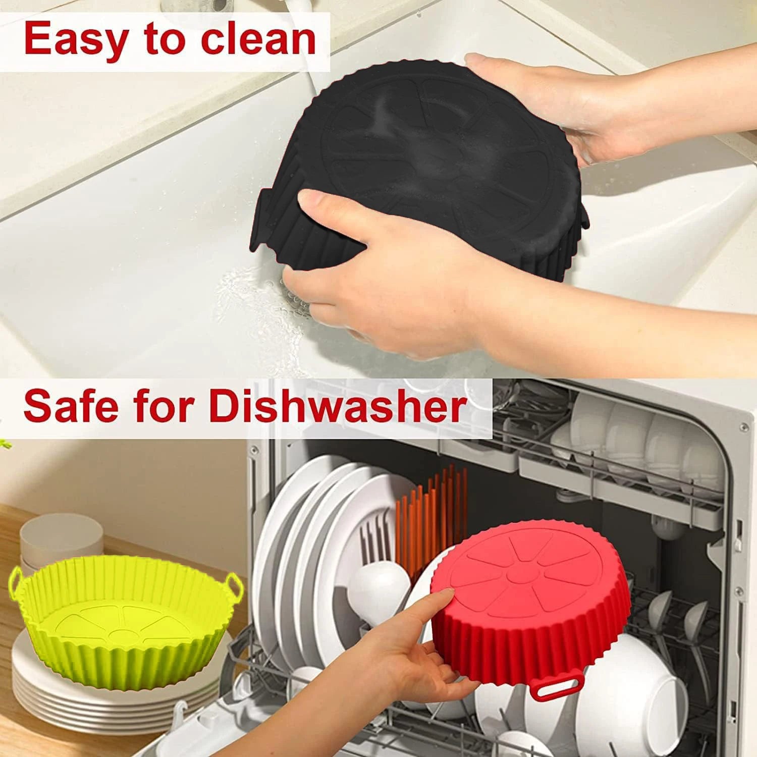 6PC Air Fryer Mats - 450°F Silicone Non-Stick Dual Texture - ShopHub