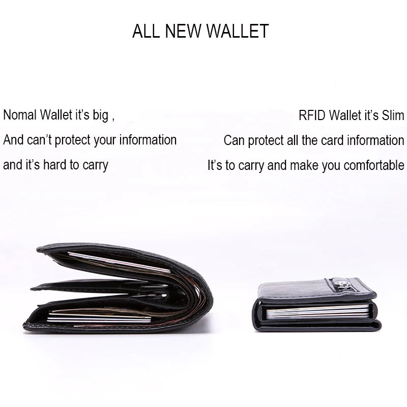 Anti Rfid Metal Business Card Holder Automatic Pop Up Case Men Trifold Coin Purse Small Carbon Visit Credit Cardholder for Men