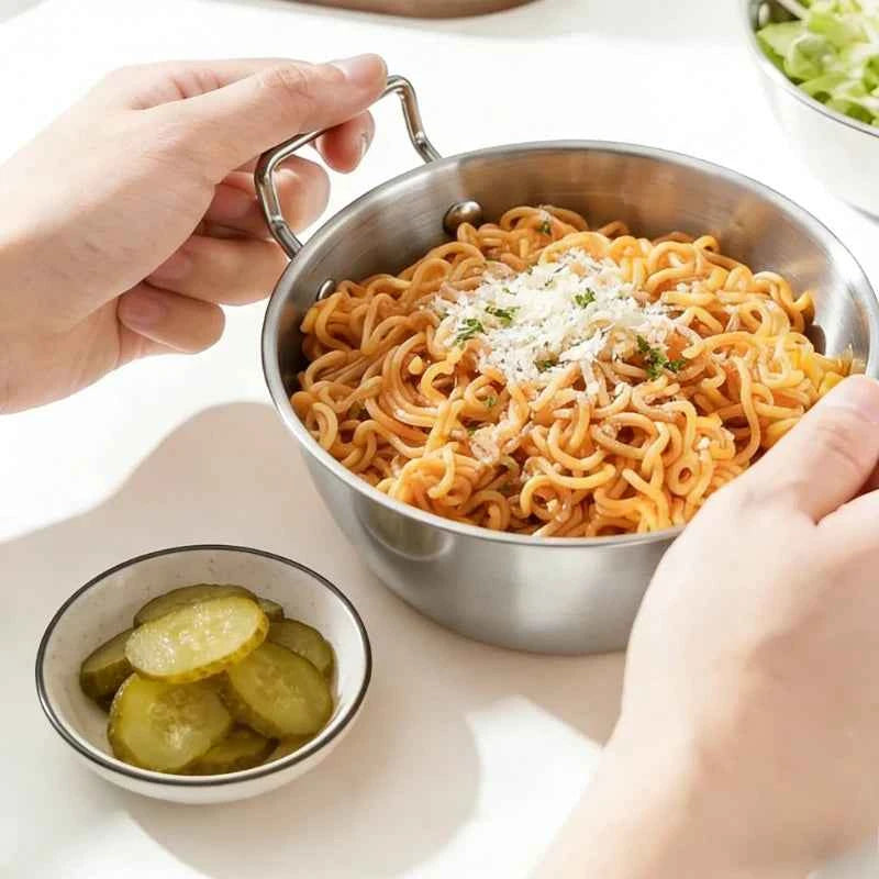 1Pc Stainless Steel Noodle Bowl with Handle Ramen Soup Salad Bowl Kitchen Accessories Gadgets Tools Home Camping Picnic