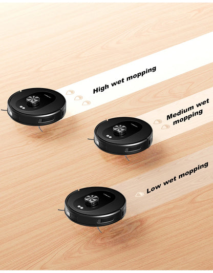 Liectroux T9 robot vacuum cleaner from ShopHub NZ cleaning hardwood floor with its sleek design and compact size.
