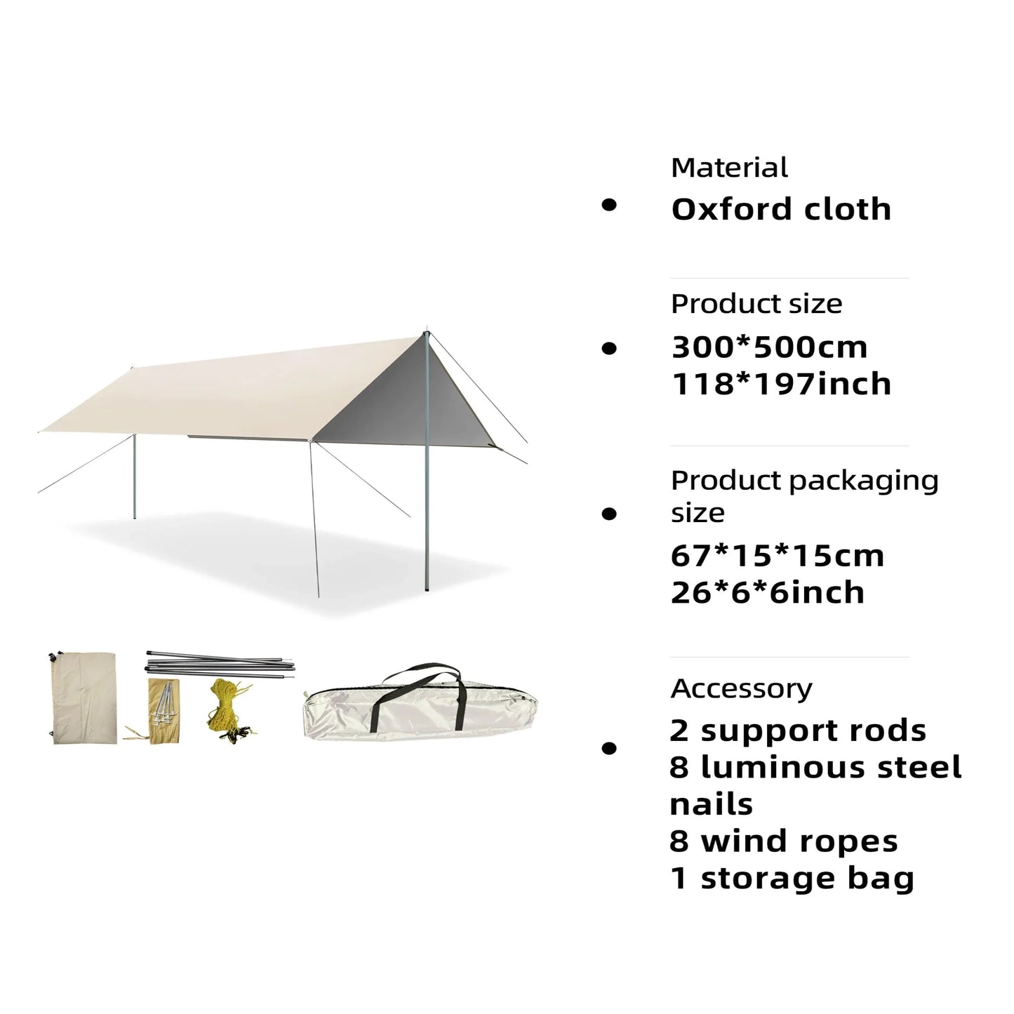 Large Portable Sunshade Tarp with Poles (2 sizes available) Habicare