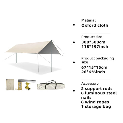 Large Portable Sunshade Tarp with Poles (2 sizes available) Habicare