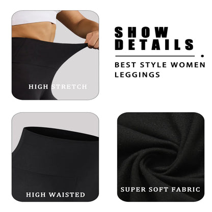5-Pack of Women's High-Waisted Workout Leggings (various sizes and colours available) Habicare