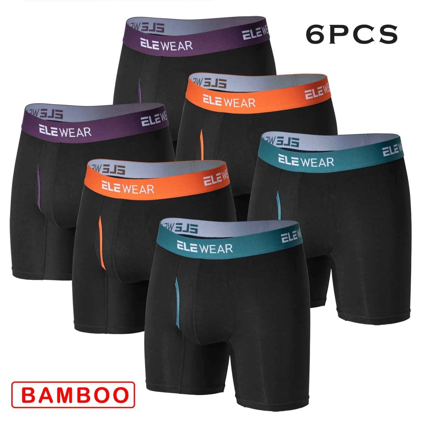 6 Pcs Bamboo Men's Underwear - Breathable Boxershorts with Opening, Plus Size Fashion Underwear