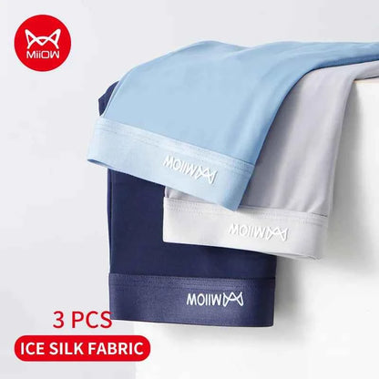 MiiOW 3Pcs Ice Silk Men Panties Graphene Antibacterial Men's Underwear Boxers Mens Underpants Breathable Summer Man Boxer Briefs