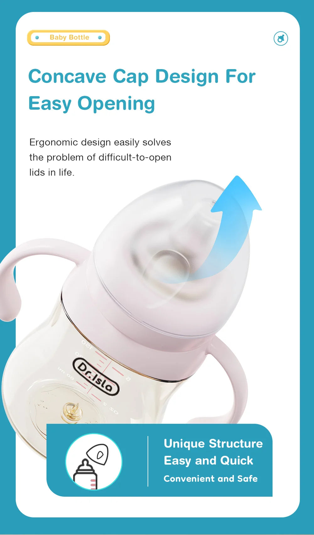 Dr.Isla Baby Bottle 160/240/300ml — Safe, Durable Feeding for Newborns to Toddlers
