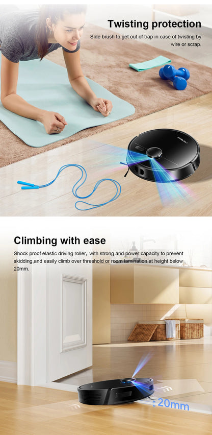 Liectroux M70 Pro robot vacuum cleaner and mop on hardwood floor, showing its sleek design and cleaning features