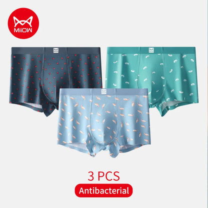MiiOW Men's Underwear Set 3Pcs Antibacterial Funny Printed Boxers Briefs - ShopHub