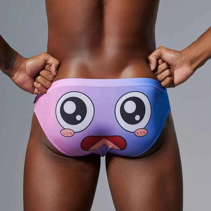 SEOBEAN Men's Trendy Triangle Underpants Sexy Tight Cartoon Style Gradient U Convex Pouch Tight Fit Pants