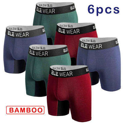 6 Pcs Bamboo Men's Boxers Breathable Underwear Plus Size Fashion Boxershorts