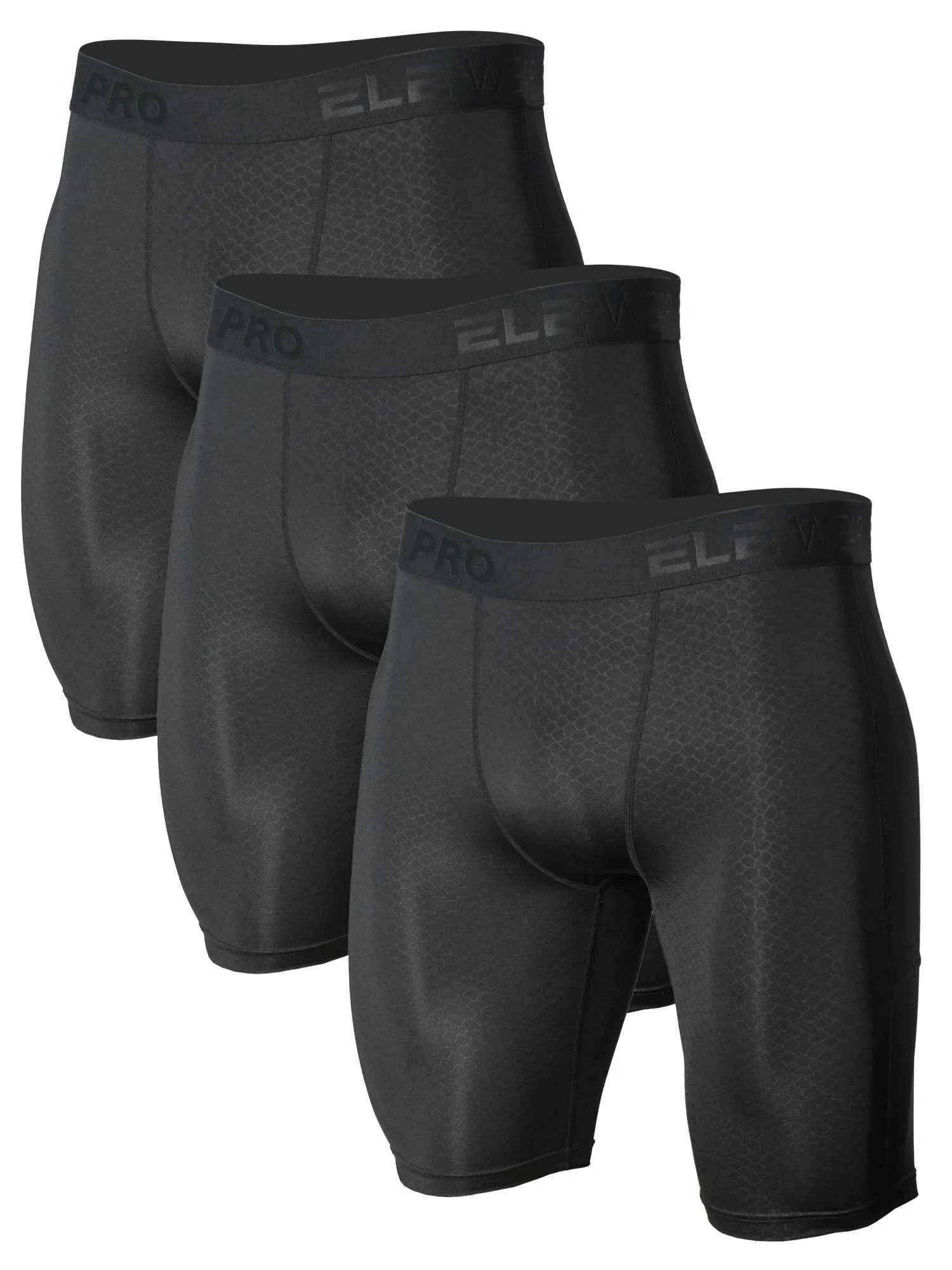 3pcs Men's Sports Underwear with Pockets - Running Fitness, Snake Pattern Embossed, Moisture Wicking Quick Drying