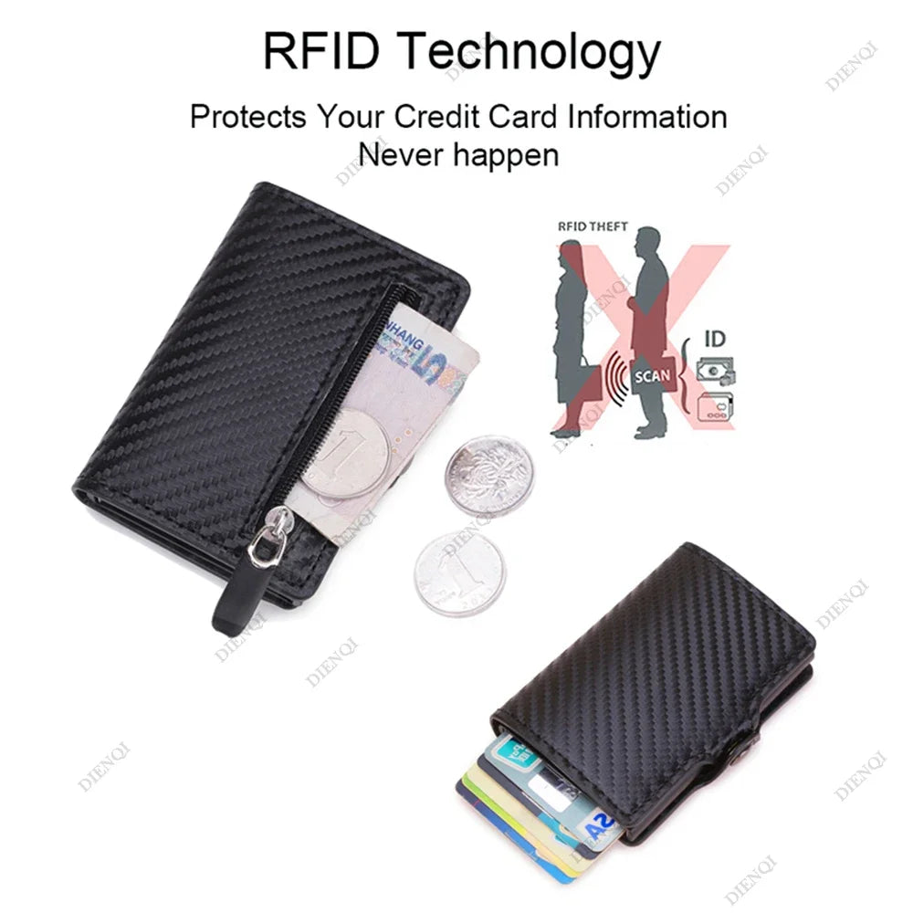 Carbon Fiber Rfid Credit Card Holder Men Wallets Storage Money Bag Hand Purse Small Mini Slim Wallets Carteira Masculina