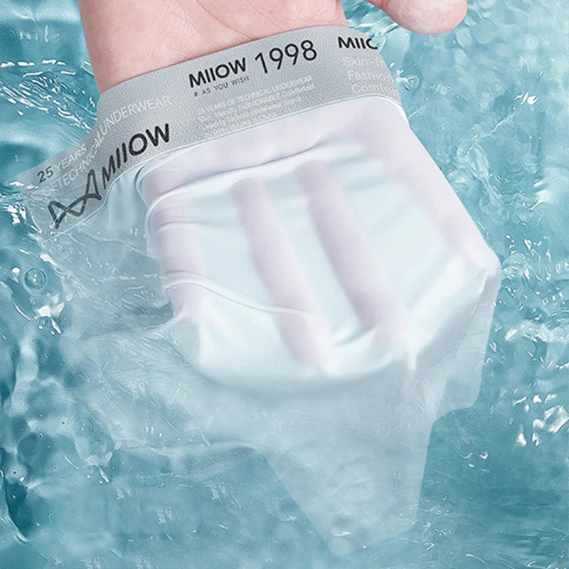 MiiOW Ice Silk Men Underwear - 3Pcs Ultra-thin Breathable Antibacterial Boxer Shorts - ShopHub
