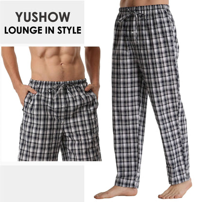 Men's Summer Pajama Pants - Comfortable 2 Pack Plaid Lounge Sleepwear with Pockets
