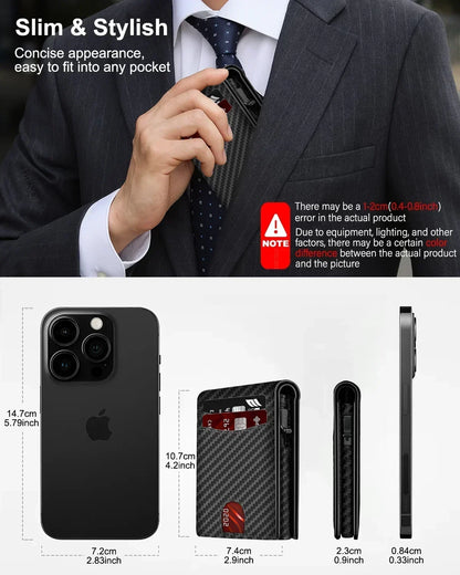 DIENQI Business Luxury Brand Credit Card Holder Slim Thin Men Wallets High Quality Carbon Travel Pocket Wallet Money Bag Purse