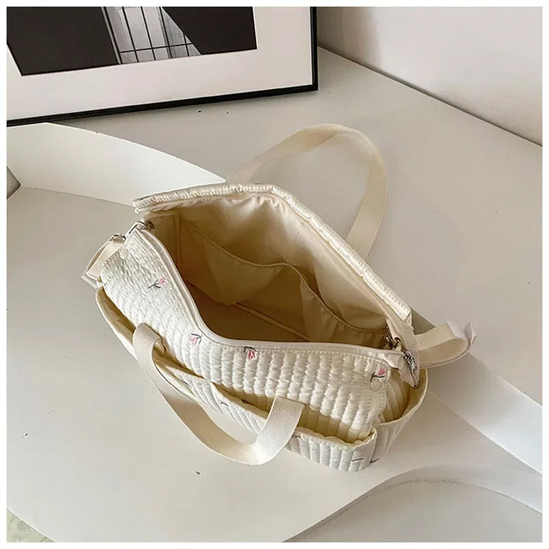Embroidered Multi-Functional Diaper Bag