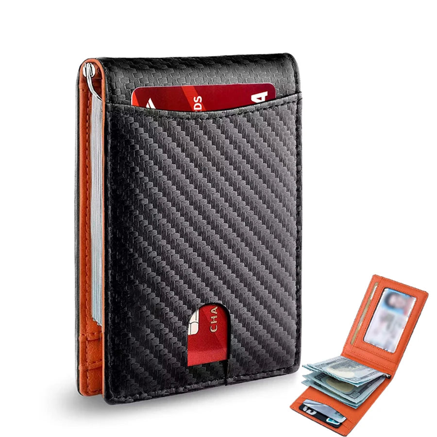 Rfid Carbon Fiber Men Wallets Man Card Holder Money Bag Slim Thin Mini Wallet Male Small Short Purse Black Walet Billfold Vallet