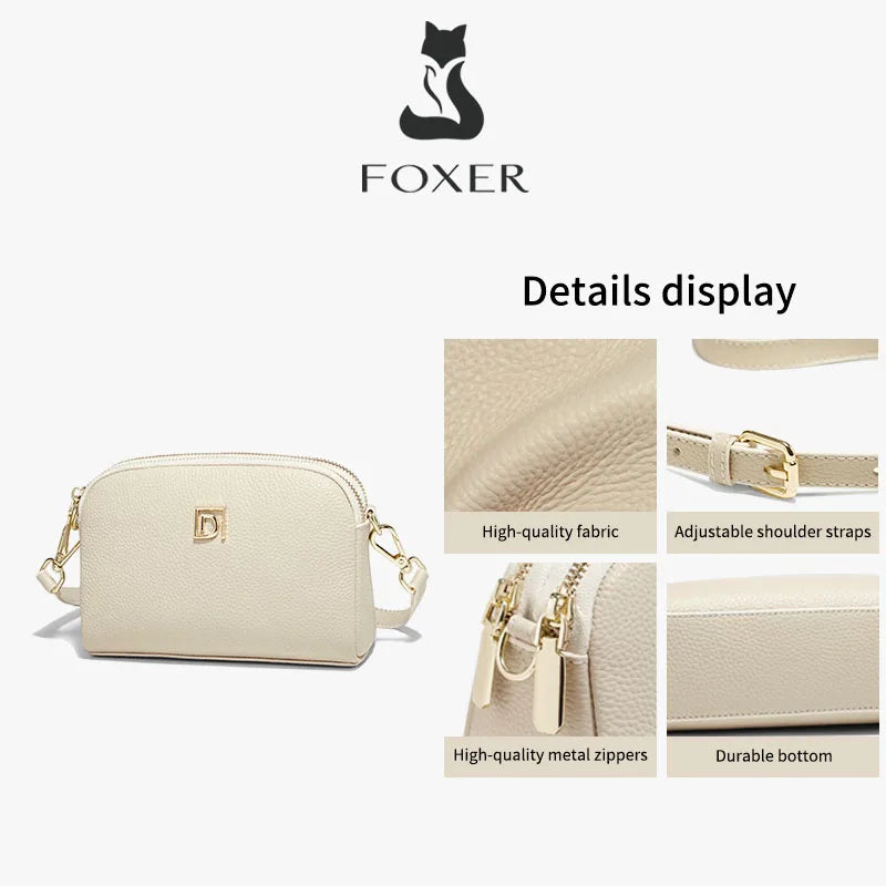 FOXER Lady's Shoulder Bag Genuine Leather Casual Crossbody Bag Solid High Quality Commute Mother's Day Gift