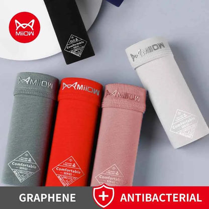 MiiOW Men's Antibacterial Boxer Briefs - 3Pcs Cotton Underwear with Graphene Technology