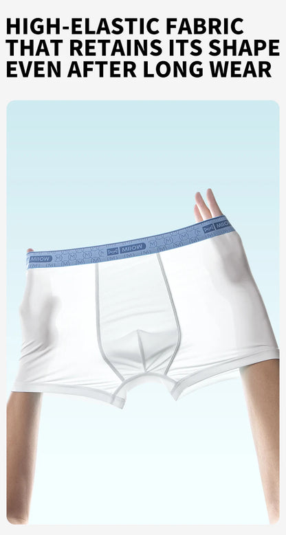 MiiOW Men's Underwear Boxers - 3Pcs Ice Silk Antibacterial Boxers - ShopHub