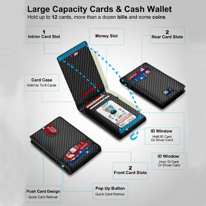 DIENQI Business Luxury Brand Credit Card Holder Slim Thin Men Wallets High Quality Carbon Travel Pocket Wallet Money Bag Purse