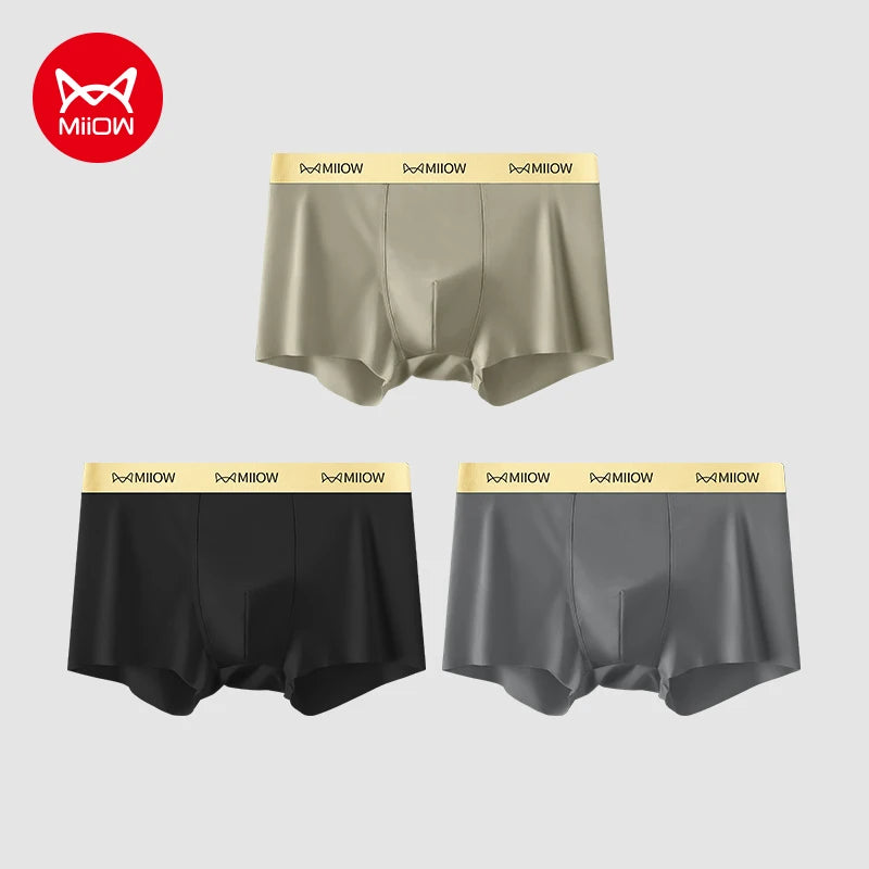 MiiOW Silky Ice Silk Men Boxers - 3Pcs - ShopHub