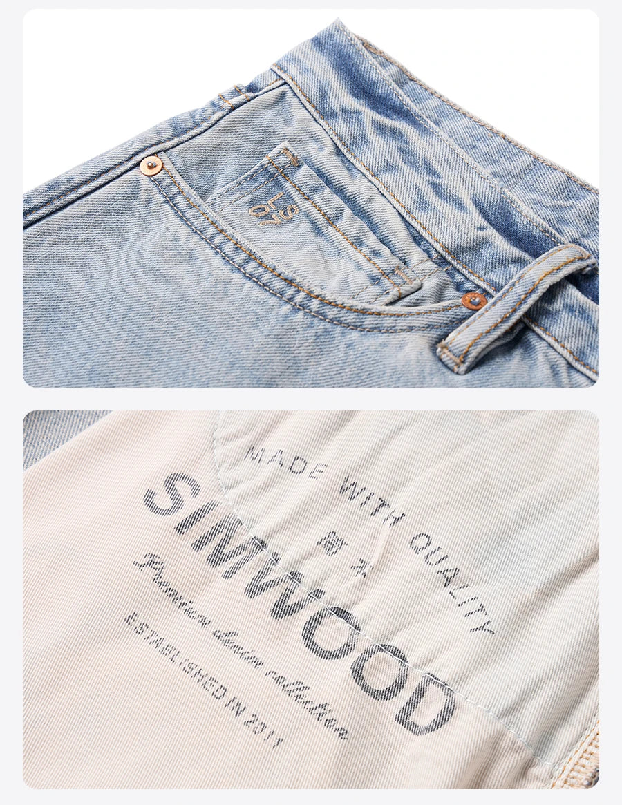 SIMWOOD Loose Straight 13.5oz 100% Cotton Washed Vintage Jeans
