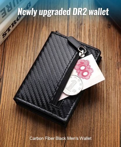 Anti Rfid Metal Business Card Holder Automatic Pop Up Case Men Trifold Coin Purse Small Carbon Visit Credit Cardholder for Men