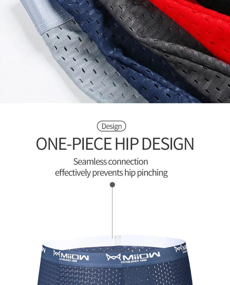 MiiOW Ice Silk Men Underwear - 3Pcs Sexy Mesh Breathable Boxer Shorts - ShopHub