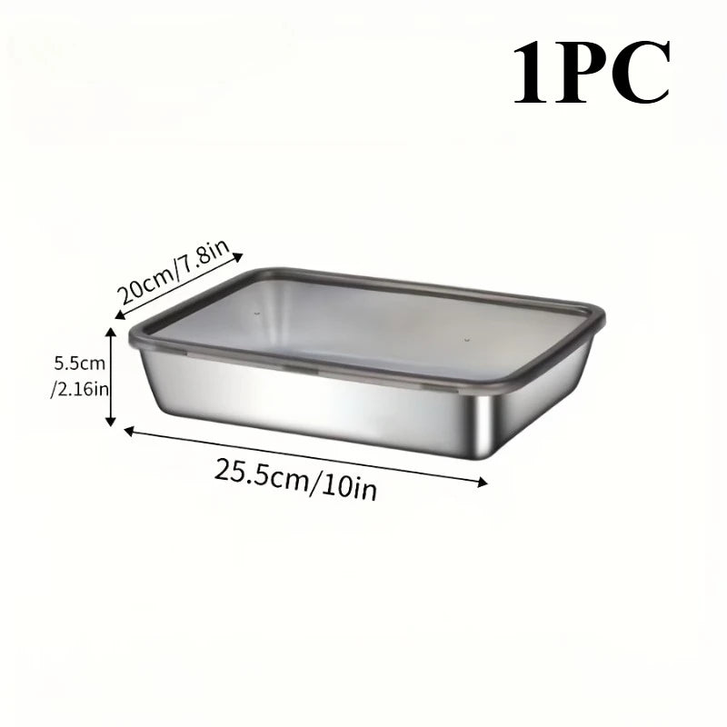 1-6Pcs Stainless Steel Food Containers with Black Lids - ShopHub