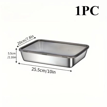 1-6Pcs Stainless Steel Food Containers with Black Lids - ShopHub