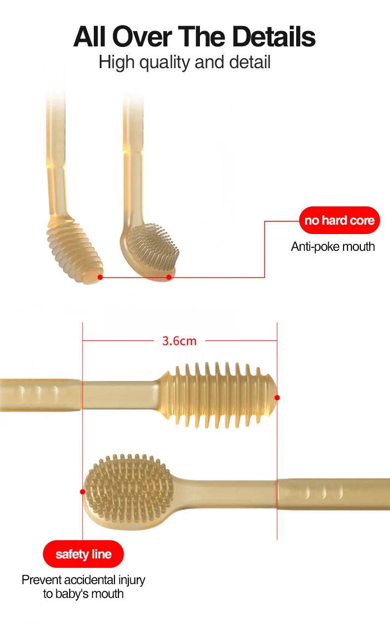 MAMIJOY Baby Toothbrush 3-In-1 Silicone Tongue Brush