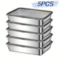 1-6Pcs Stainless Steel Food Containers with Black Lids - ShopHub