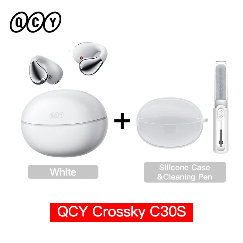 QCY Crossky C30S Wireless Earphones - Hi-Res LDAC Open Ear Clip-On Bluetooth 6.0 Sports Headphones with 40H Battery Life - ShopHub