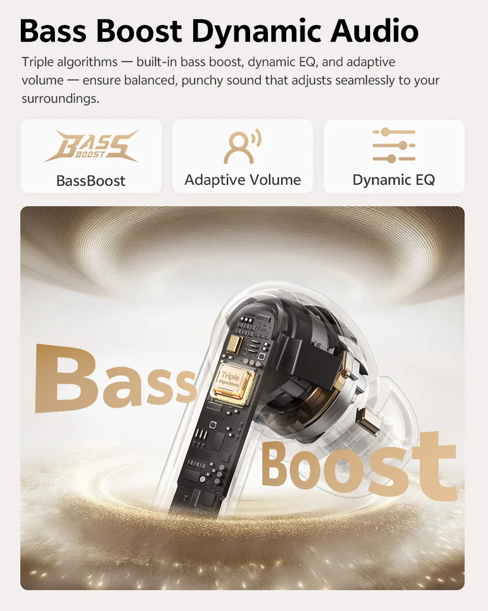 QCY MeloBuds N60 Wireless Earphone - Bluetooth 6.0, Bass Boost, Hi-Res Audio, Hybrid ANC, 45Hrs Playback - ShopHub