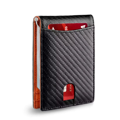 Rfid Leather Men Wallets Money Bag Slim Thin Card Holder Wallet Carbon Fiber Male Small Short Purse Black Billfold Walet Gifts