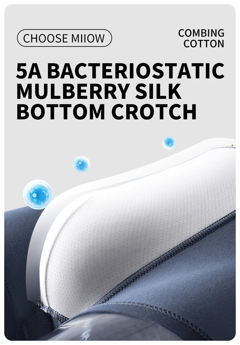 MiiOW 3Pcs Men's Antibacterial Boxer Underwear - Cotton Breathable Mesh Crotch Plus Size Boxershorts - ShopHub