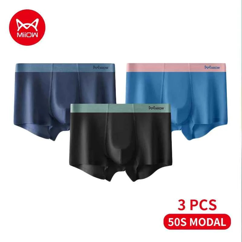MiiOW Modal Men's Boxer Briefs 3pcs Set - Silky 50S Antibacterial Underwear