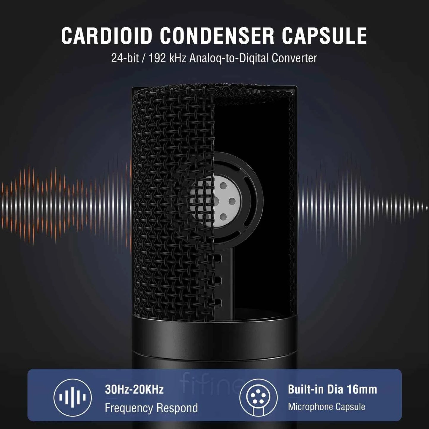 FIFINE XLR Microphone,Condenser Podcast Mic for Recording,Vocal,Voice-OverStreaming,Podcast, Singing,Cardioid Studio Mic K669C