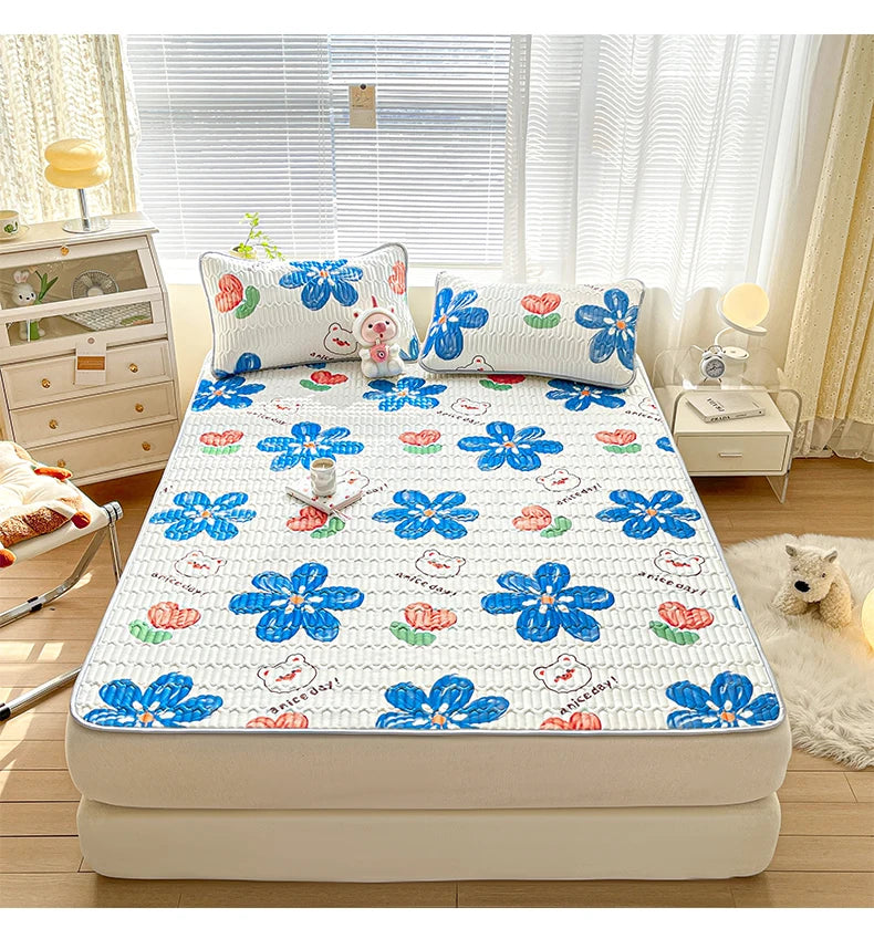 Stay Cool and Comfortable All Summer with Our Premium Cooling Silk Bed Mat Set