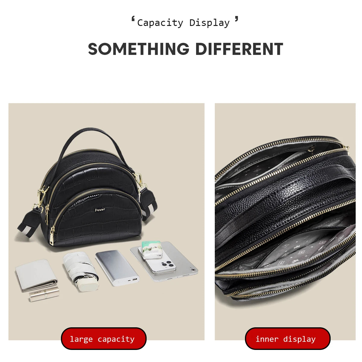 FOXER Brand Genuine Leather Top-handle Bag Women's Shoulder Bag 2026 New Chic Female Shell Bag Luxury Brand Crossbody Purse
