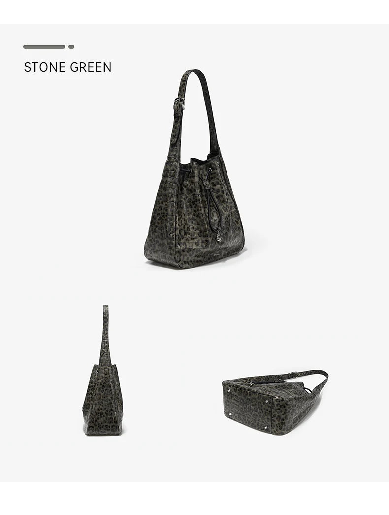 BAFELLI Leopard-Print Cow Leather Hobo Bag