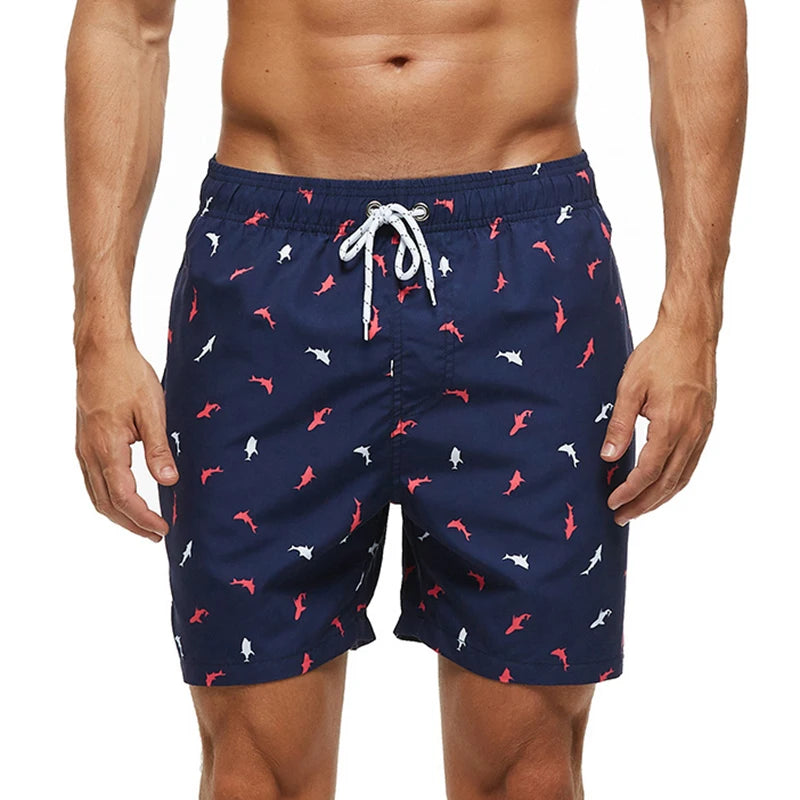 Men's ShopHub NZ polyester boardshorts for summer, quick-drying, breathable mesh lining, ideal for gym and beach activities.