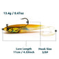 Habicare soft fishing lures with lead head jigs in various colors, designed for bass and trout fishing, shown in the image.