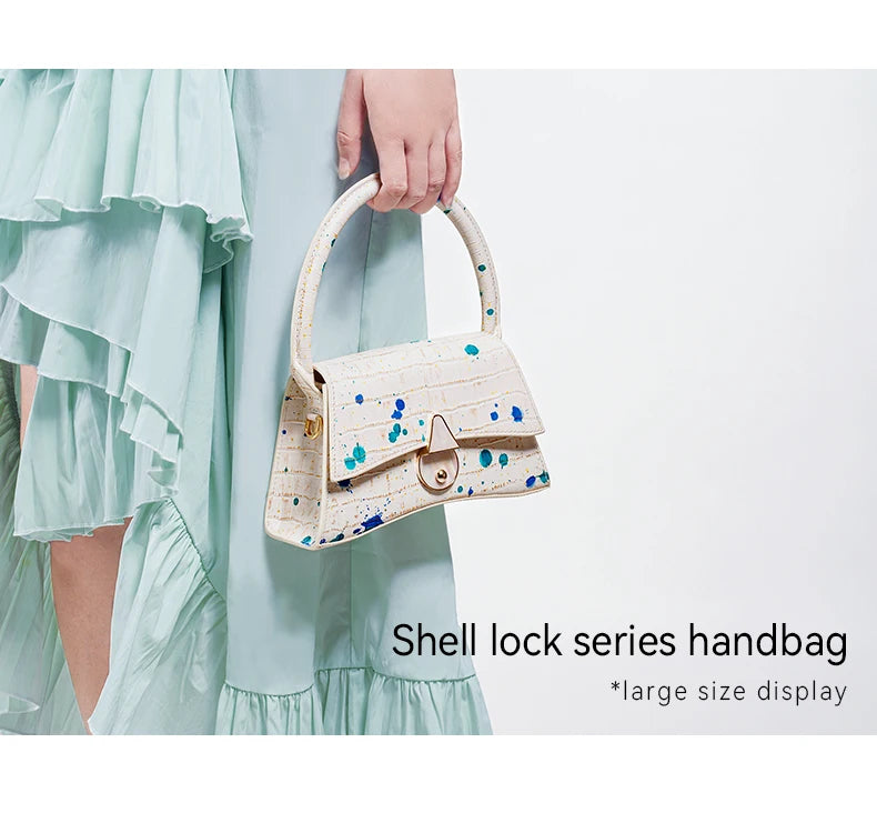 BAFELLI Floral Genuine Leather Half-Moon Bag