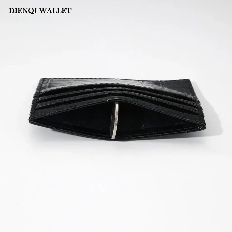 Women's Crocodile Pattern Credit Card Holder Slim Thin Red Minimalist Ladies Wallets with Coin Pocket Bank Cardholder for Women